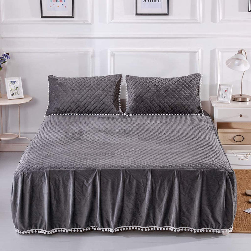 Softy Dark Gray Bed Skirt - Tapestry Girls