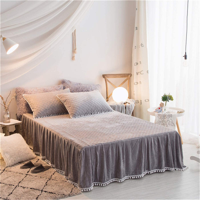 Softy Light Gray Bed Skirt - Tapestry Girls