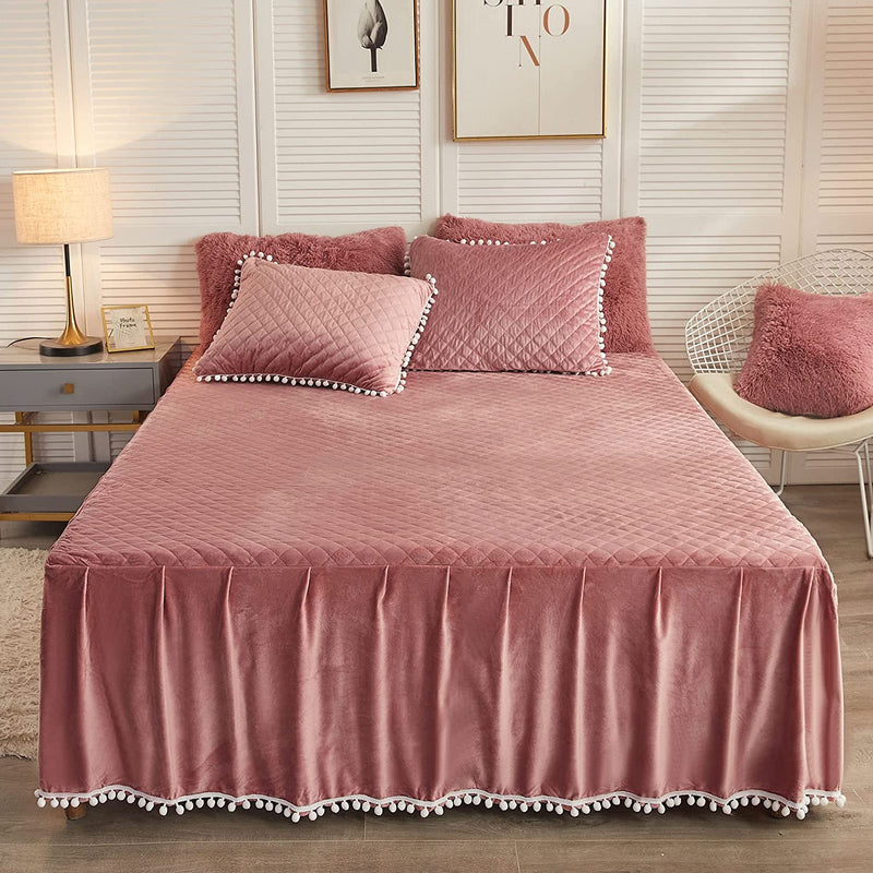 Softy Old Pink Bed Skirt