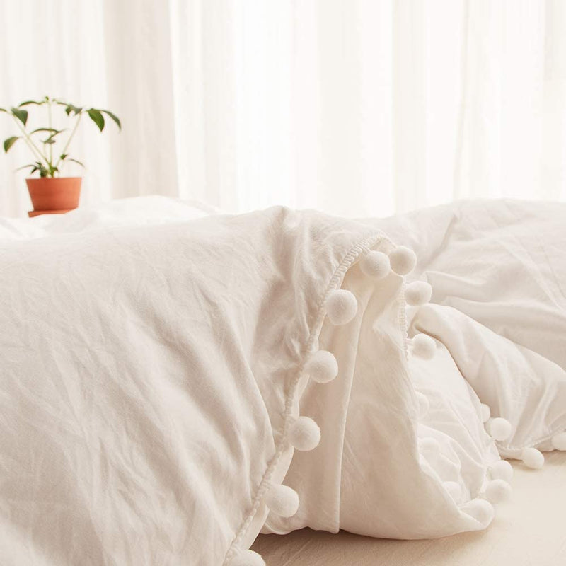 The Softy Pom Pom White Bed Set