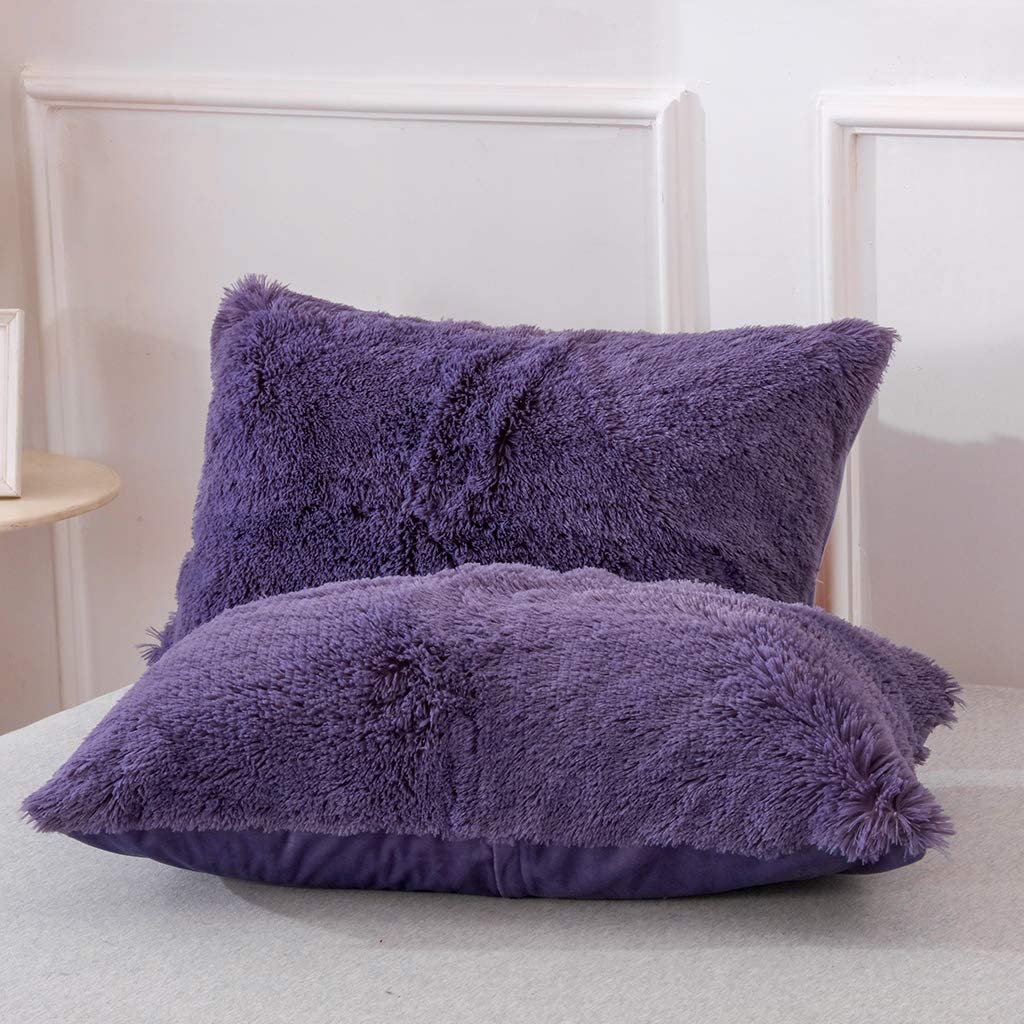 Purple shaggy cushion fashion