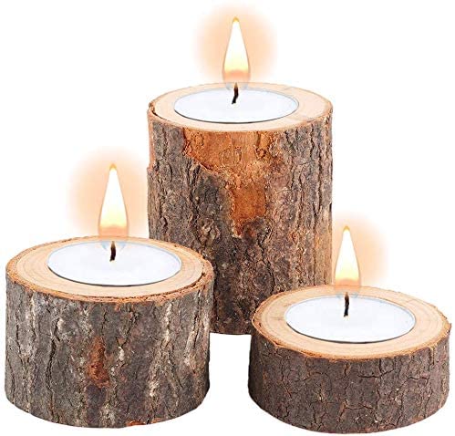 Wooden Tree Trunk Candle Holder