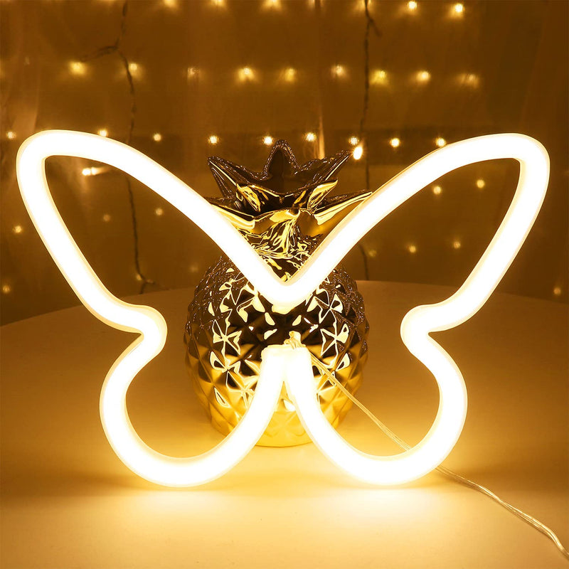 Warm White Butterfly Neon Sign