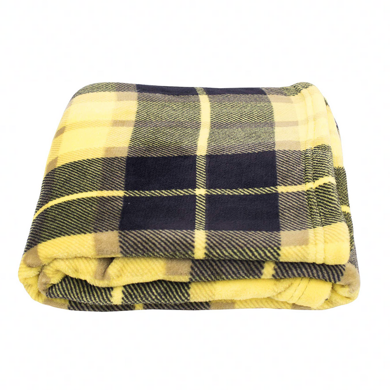 Yellow Plaid Fleece Blanket